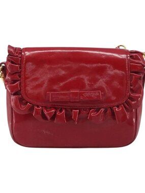 Miu Miu Shoulder Bag Patent Red Gold Tone Auth bs37837